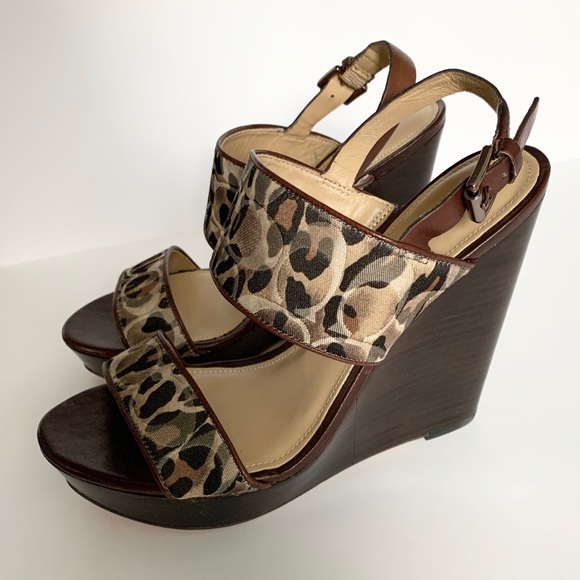 COACH Jezebel ocelot-printed wedged sandal - Picture 4 of 9